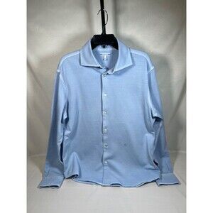 Jacob Cohen Blue Cotton Knit Cutaway Collar Button Front Size Mens Large